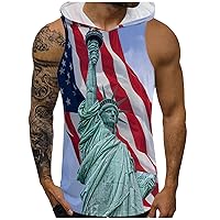 us Flag Shirts Green Men Tank Shirt with Muscle Workout Shirts for Men Big and Tall Oversized Gym Shirts