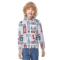 Theme of Uk And London British Flag Children's Hoodies Printed Hooded Pullover Sweatshirt For Boys Girls