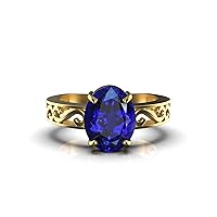Raw Tanzanite Vintage Solitaire Ring In 14k Solid Gold/Blue Tanzanite Ring For Women/Christmas Gift Ring