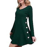 Aphratti Women's Long Sleeve Spring Dress Casual Holiday Tunic Tops to Wear with Leggings
