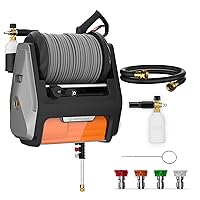 Grandfalls Pressure Washer PRO, 2500PSI 1.6GPM, Electric Power Washer with 100FT Retractable Hoses for Cars, Fences, Patios, Dark Silver