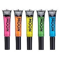 Neon UV Hair Color Streaks | Set of 5 | Hair Mascara - Temporary Wash out Hair Dye | Bright Neon Color, Glows under Blacklights/UV Lighting