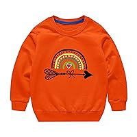 Toddler Boys Girls Sweater Autumn/Winter Rainbow Print Long Sleeve Round Neck Hatless Sweater Party Birthday