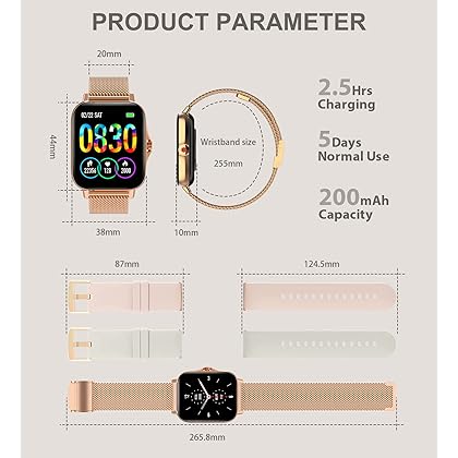 Iaret Smart Watch for Women(Call Receive/Dial), Fitness Tracker Waterproof Smartwatch for Android iOS Phones 1.7