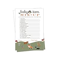 Woodland Baby Shower Word Scramble Game Unscramble Guessing Activity Cards Gender Neutral Rustic Forest Animal Boy or Girl, 4x6, 25 Pack