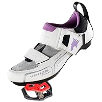 Venzo Quality Women's Bike Bicycle Road Cycling Triathlon Shoes with Clipless Sealed Bearing Look Delta Compatible Pedals & Cleats