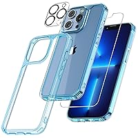 TAURI 5 in 1 Designed for iPhone 13 Pro Case, [Not Yellowing] with 2 Screen Protector + 2 Camera Lens Protector [Military Grade Protection] Shockproof Slim Phone Case 6.1 Inch, Sierra Blue