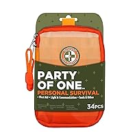 Party of One Personal Survival Kit by Be Smart Get Prepared, 34 Pieces - Camping, Hiking, Running, Sports, Boating, Travel, Outdoor