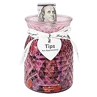 Glass Tips Jar for Money, Tip Box for Bartender Bars Money Container Musicians Restaurants, Glass Tips Jar Bottle Bucket Box for Money Cash Storage Container, Red