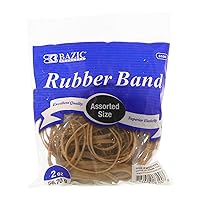 BAZIC Rubber Bands, Assorted Size 2 Oz./ 56.70 g, Made in USA Elastic Stretchable Bands for Bank Paper Bills Money Dollars File Folders, 1-Pack