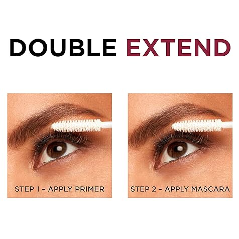 Makeup Double Extend Beauty Tubes Lengthening 2 Step Mascara, Black, 1 Tube