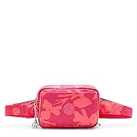 Kipling Women's Abanu Crossbody Bag, Lightweight, Adjustable Waist Pack with Multi-Compartment Zip Pockets, Coral Print
