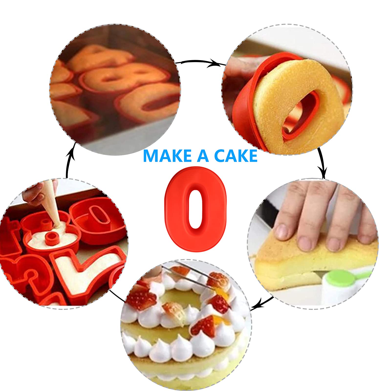 Silicone Numbers Cake Molds, 3D Digital Baking Silicone Mould,10Inch Large Number Cake Pan Set 0-9 Numbers Cake Pan Silicone Baking Pans for Birthday and Wedding Anniversary 3D Baking Molds Numbers