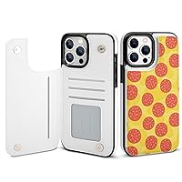 Pepperoni Pizza Pattern Flip Leather Card Holder with ID Window Compatible with