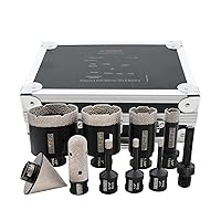 Diamond Tile Hole Saw Kit 10-Pack, DT-DIATOOL Diamond Core Drill Bits Set 6/6/8/19/35/51/65mm+20mm Diamond Finger Bit+50mm Diamond Chamfer Bit+SDS Adapter for Porcelain Ceramic Tile Marble Granite