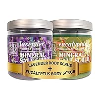 Bundle-Dead Sea Collection Salt Body Scrub-2 X Large 23.28 OZ - Salt Body Scrub Lavender+Salt Body Scrub Eucalyptus - Exfoliating Effect - Includes Organic Essential Oils and Natural Dead Sea Minerals