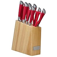 Cuisinart C77SS-11P 11-Piece Arista Collection Cutlery Knife Block Set, Stainless Steel (Red)