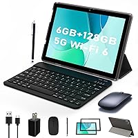 2 in 1 Tablet 10 inch Android 11 Tablets with Keyboard, 6GB RAM 128GB ROM 1TB Expandable Tablet PC, IPS Screen, 2+8MP HD Camera, WiFi, BT 5.0, Google Certified Tableta