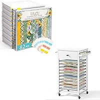 Caydo 82 Pieces 12 x 12 Inch Scrapbook Paper Storage Organizer with 120 Pieces Sticky Index Tabs with 10 Tier File Rolling Storage Cart for Scrapbook Paper for Craft Room Home