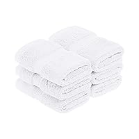 Superior Egyptian Cotton Pile Face Towel/Washcloth Set of 6, Ultra Soft Luxury Towels, Thick Plush Essentials, Absorbent Heavyweight, Guest Bath, Hotel, Spa, Home Bathroom, Shower Basics, White