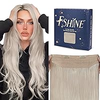 Fshine Wire Hair Extensions Human Hair #1000 White Blonde Hairpieces 18 Inch 80g Wire Remy Human Hair Extensions Straight Hair Invisible Wire Hair Extensions with Transparent Fish Line