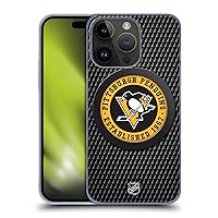 Head Case Designs Officially Licensed NHL Puck Texture Pittsburgh Penguins Hard Back Case Compatible with Apple iPhone 15 Pro