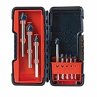 BOSCH GT3000 8-Piece Glass and Tile Carbide Hammer Drill Bits Assorted Set with Included Storage Case for Fast Drilling in Glass and Tile, Easy Application with No Water Required