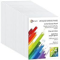 Simetufy 24 Pack Canvases for Painting 9 x 12 inch, Canvas Boards for Painting- Gesso Primed Acid-Free 100% Cotton Canvas Panels for Acrylics Oil Watercolor Tempera Paints
