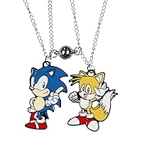 Bioworld Sonic The Hedgehog Jewelry Necklace Set Sonic and Tails Best Friend Necklaces Set for Women Men