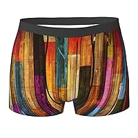 Colorful Wood Print Men's Boxer Briefs Trunks Underwear Soft Comfortable Bamboo Viscose Underwear Trunks