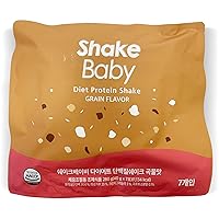 [SHAKE BABY] Diet Protein Shake Spout Pouches, Low-Calories and On-the-Go Meal Replacement Rich in Vitamins and Minerals, Individually Packaged (40g x 7ct) (Grain)