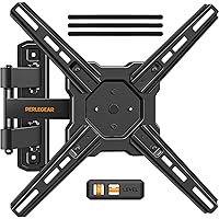 Perlegear Full Motion TV Wall Mount for Most 26–50 Inch TVs, Max VESA 300 x 300mm, TV Monitor Wall Mount Bracket with Rotation, Swivel, Tilt, Extension and Leveling Adjustment, Holds up to 55 lbs