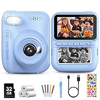 Kids Instant Print Camera, 3.0-inch HD Eye-Protection Screen Digital Camera Christmas Birthday Gifts Toys for Toddle Children Girls Boys Age 3-12 - Pink