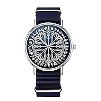 Night Sky Alethiometer Design Nylon Watch for Men and Women, Golden Compass Art Theme Unisex Wristwatch, Symbol-Reader Alethia Lover Gift Idea