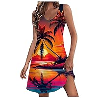 Milkmaid Dress,Womens Summer Dresses 2024 Loose V Neck Sleeveless Sundresses Swimsuit Coverup with Pockets Flo