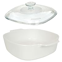 CorningWare (1) A-2-B-JW Just White Pyroceram Casserole Dish & (1) A9C Glass Lid