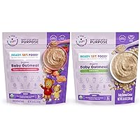 Ready, Set, Food! Organic Baby Oatmeal Cereal | Peanut Butter Strawberry & Original (2 Pack) – 15 Servings Each | Baby Food with 9 Top Allergens