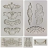 Crown Baroque Style Ornament Silicone Molds 5-count Art Decor Filigree Scrollworks