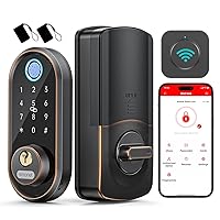 Smart Keyless Entry Door Lock - Fingerprint Electronic Deadbolt Touchscreen Keypad SMONET Biometric Digital Bluetooth Door Lock Smart Deadbolt Work with Alexa