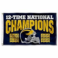 Michigan Team University Wolverines 2023 and 12x Time National Champions Banner Flag