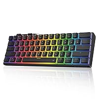 Tezarre TK61 60% Hotswap Mechanical Gaming Keyboard with PBT Pudding Keycaps,RGB Backlit Wired USB Optical Switches Keyboards Full Keys Programmable for Windows MAC PC Gamers (Gateron Optical Red)