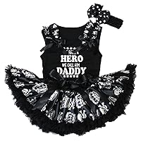 Petitebella Hero Call Daddy Black Shirt Black Crown Skull Baby Skirt 3-12m