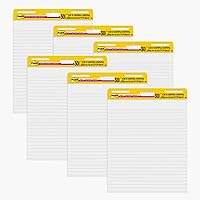 Post-it Super Sticky Easel Pad, 25 x 30 Inches, 30 Sheets/Pad, 6 Pads (561WL VAD 6PK), Large White Lined Premium Self Stick Flip Chart Paper