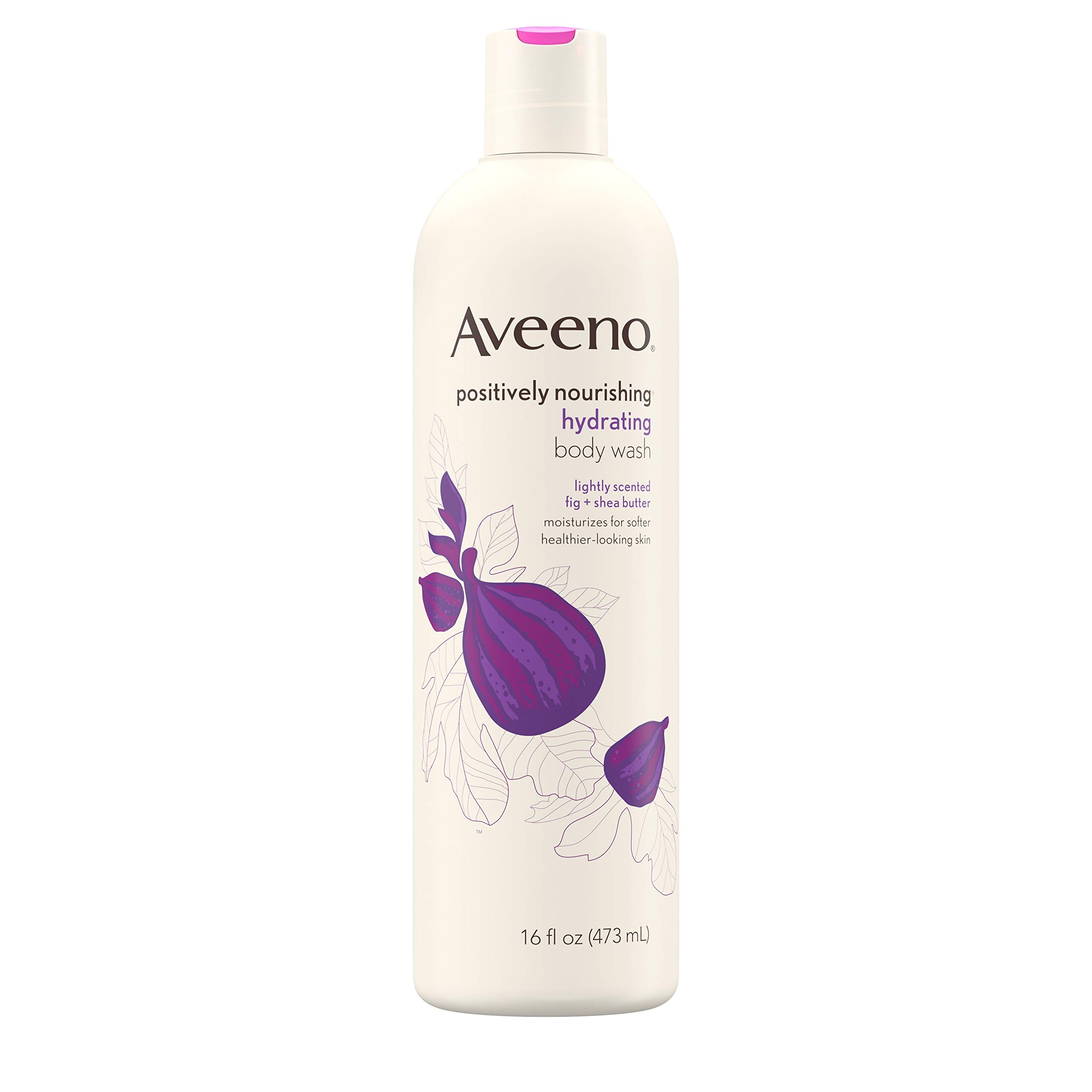 Aveeno Positively Nourishing Hydrating Body Wash for Dry Skin with Natural Fig & Shea Butter, Lightly Scented Daily Moisturizing Body Wash, 16 fl. oz