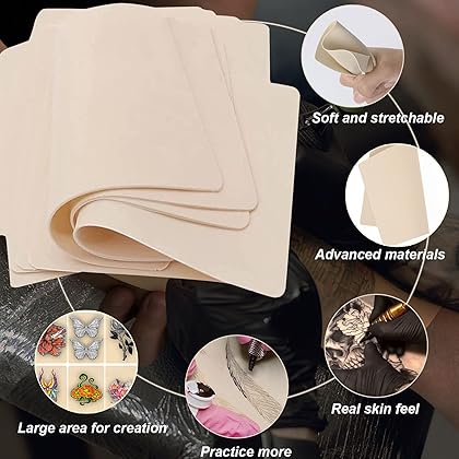 Blank Tattoo Skin Practice - Yuelong 10 Sheets Fake Skin Double Sides 8x6 Tattooing and Microblading Eyebrow Practice Skin for Tattoo Supplies Tattoo Kit for Beginners and Experienced Tattoo Artists