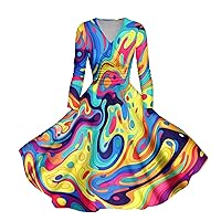 Wedding Guest Dresses for Women Casual and Fashionable Gradient Printed Long Sleeved V-Neck Sexy Dress