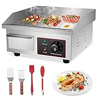 1500W Commercial Griddle,14” Electric Griddles Grill,Commercial Flat Top Griddle Countertop Griddle Hot Plate Kitchen Stainless Steel Restaurant Grill with Griddle Accessories