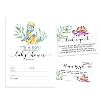 Set Of 30 Dinosaur Baby Shower Invitations-Diaper Raffle Tickets And Baby Shower Book Request Cards Jungle Animals Invites Its A Boy Its A Girl