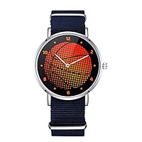 Classic Basketball Design Nylon Watch for Men and Women, Basket Ball Theme Wristwatch, Sport Lover Gift