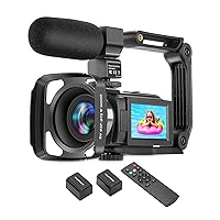 LKX 4K Video Camera Camcorder Ultra HD 48MP 60FPS WiFi Vlogging Camera for YouTube 16x Digital Zoom Night Vision Camera Camcorders with, Remote Control, Lens Hood, Handheld Stabilizer, Microphone